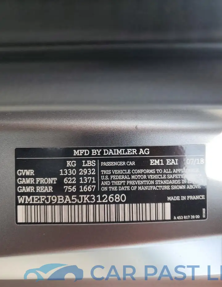 WMEFJ9BA5JK312680# 12