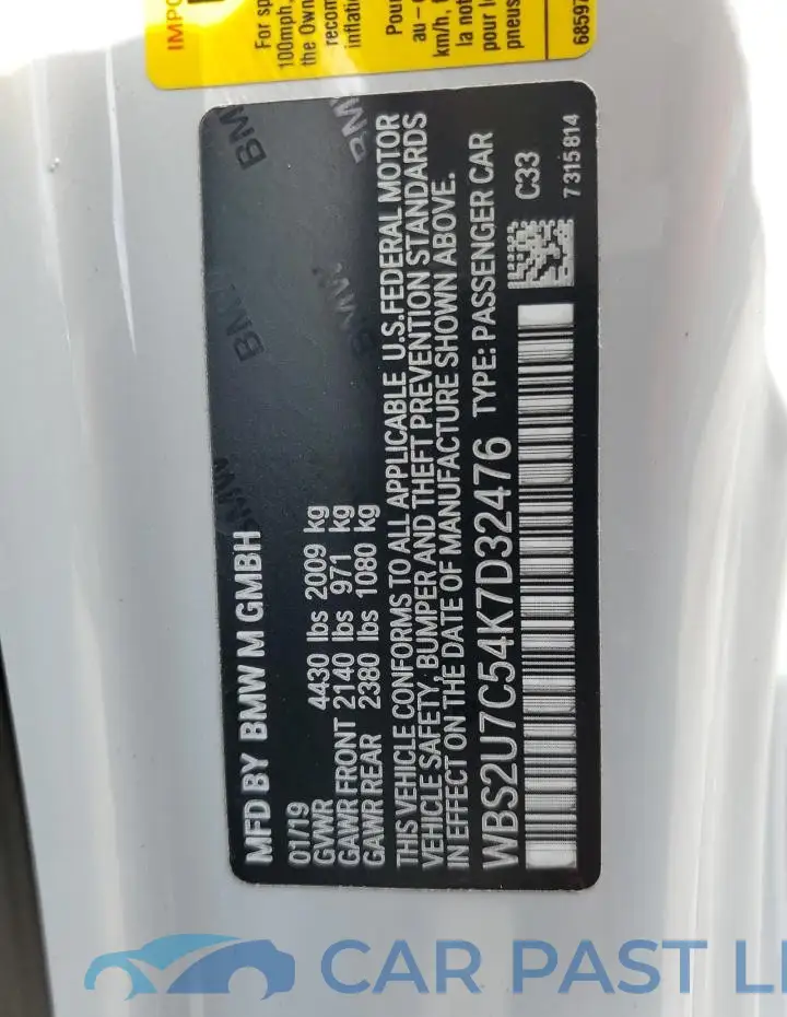 WBS2U7C54K7D32476# 12