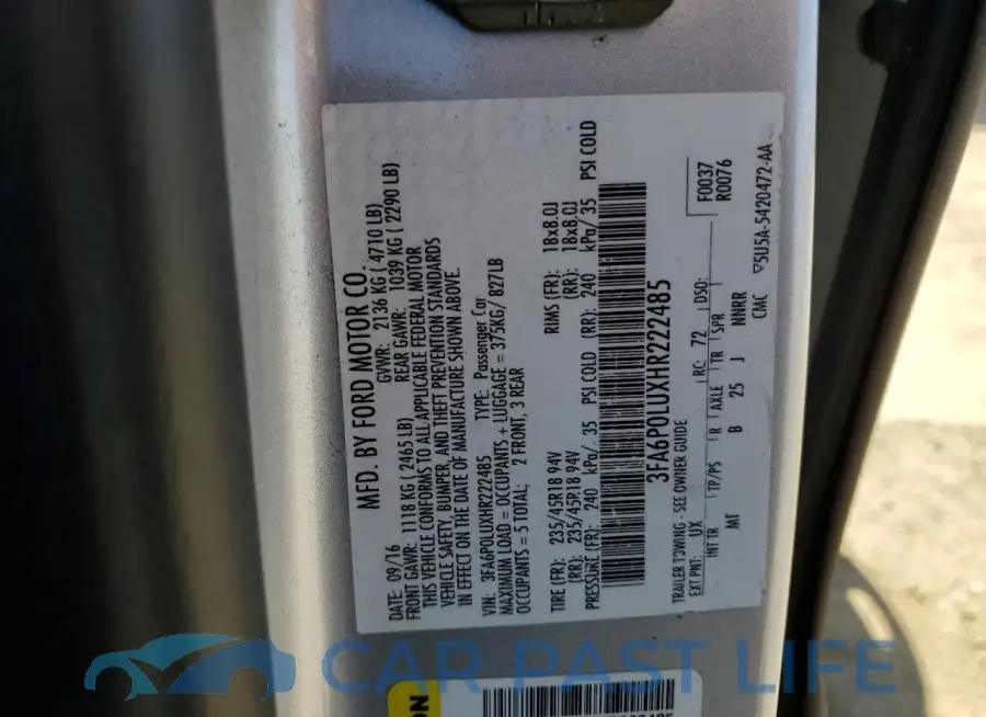 3FA6P0LUXHR222485# 13