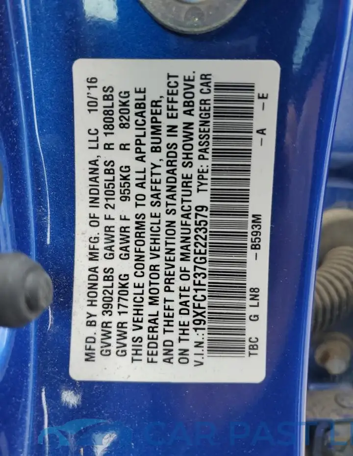 19XFC1F37GE223579# 12
