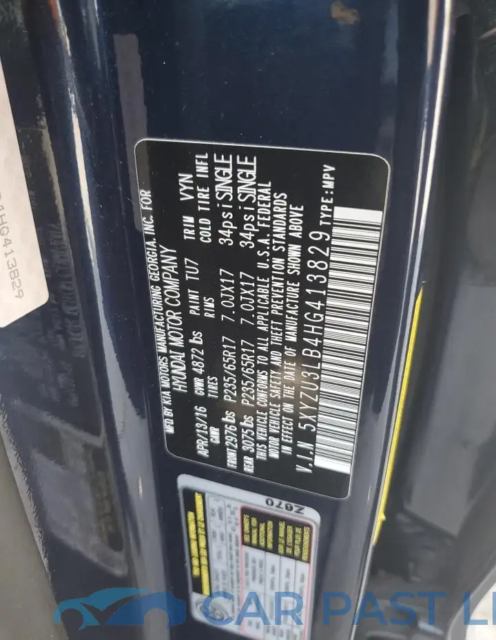 5XYZU3LB4HG413829# 13