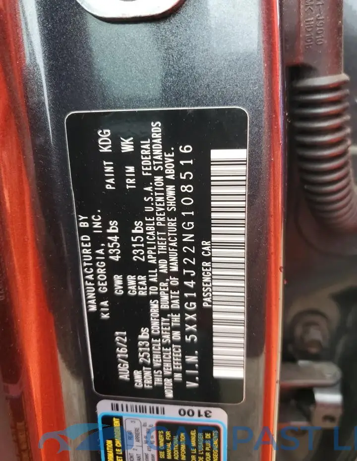 5XXG14J22NG108516# 12
