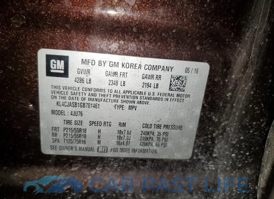KL4CJASB1GB701461# 12