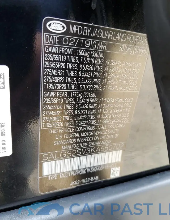 SALGS2SV3KA550702# 12