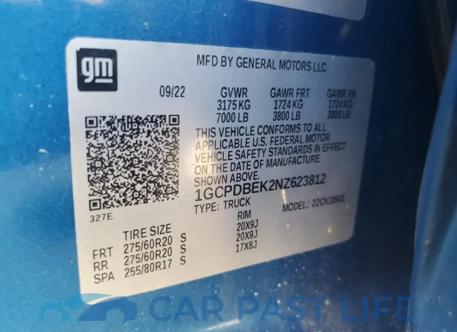 1GCPDBEK2NZ623812# 12