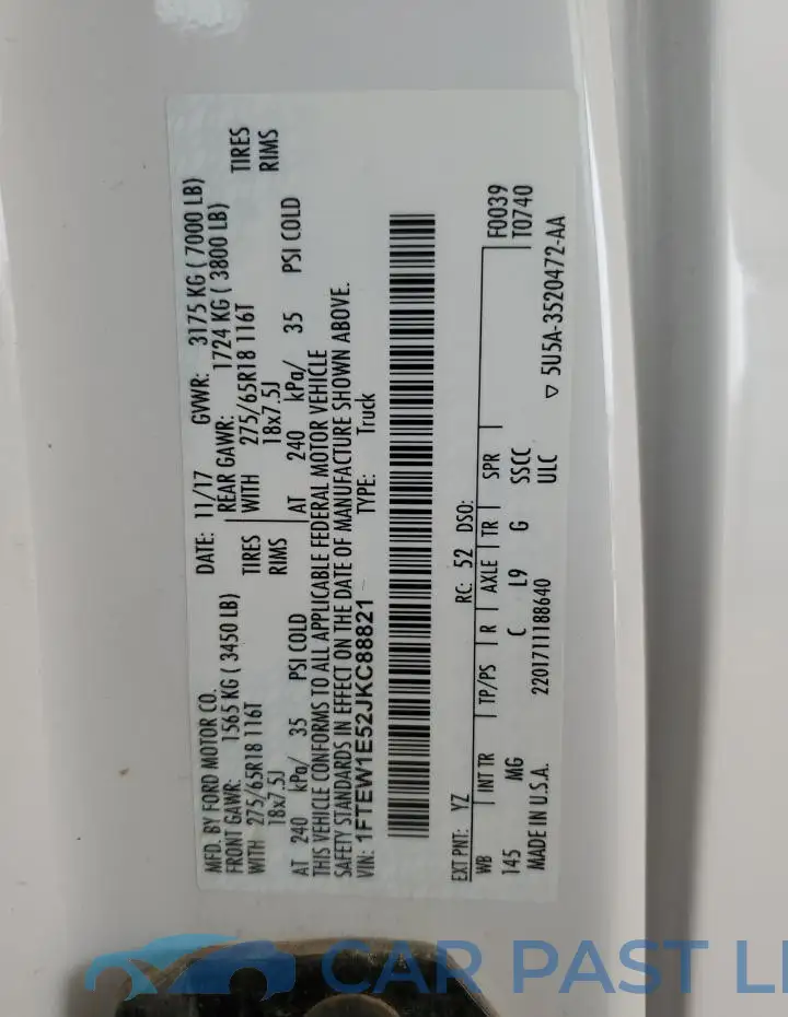 1FTEW1E52JKC88821# 12