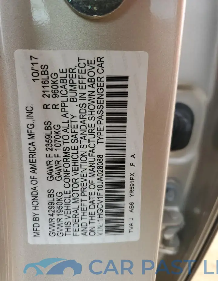 1HGCV1F10JA028088# 12