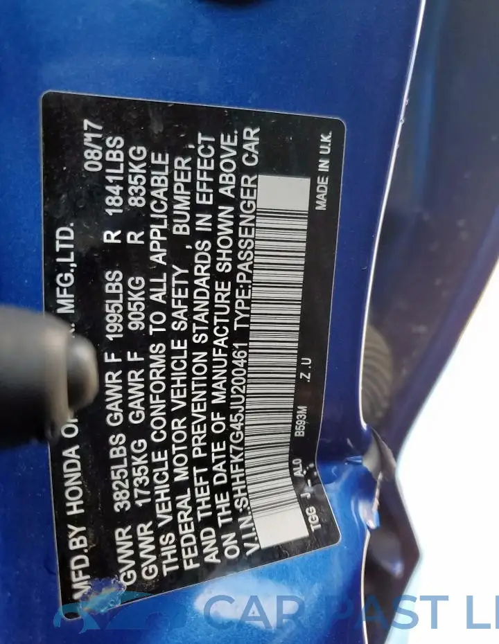 SHHFK7G45JU200461# 13