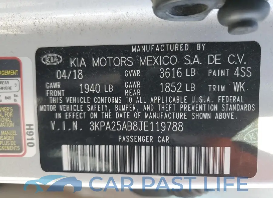 3KPA25AB8JE119788# 12