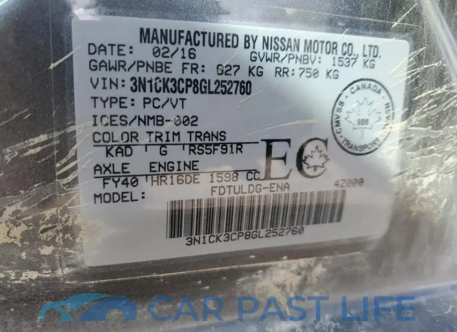 3N1CK3CP8GL252760# 12