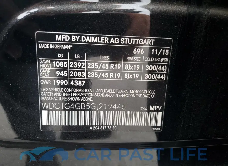 WDCTG4GB5GJ219445# 13