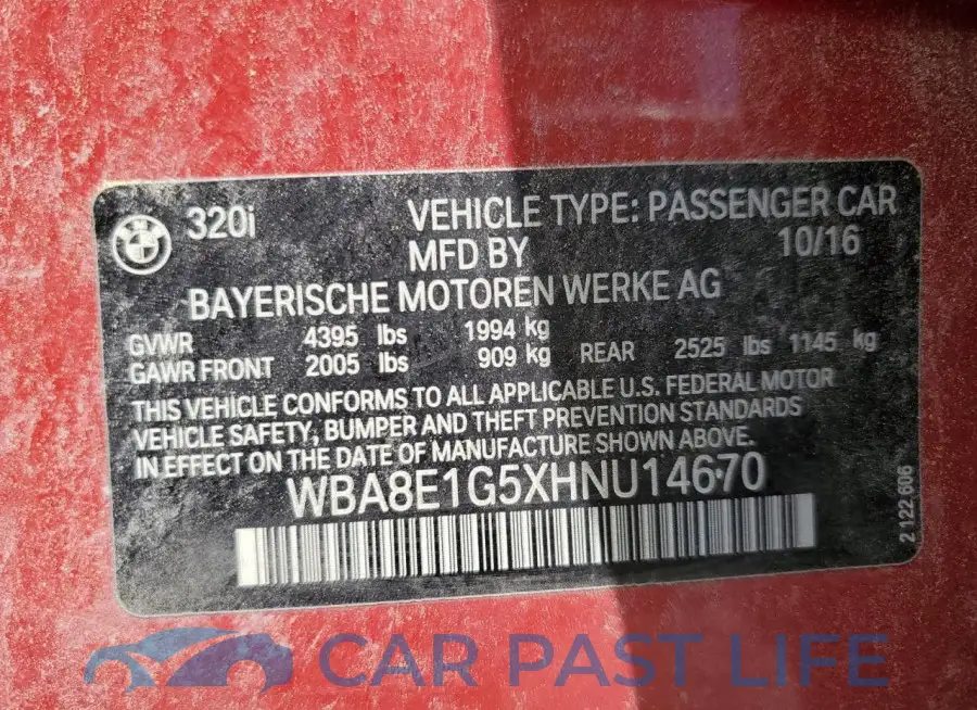 WBA8E1G5XHNU14670# 12