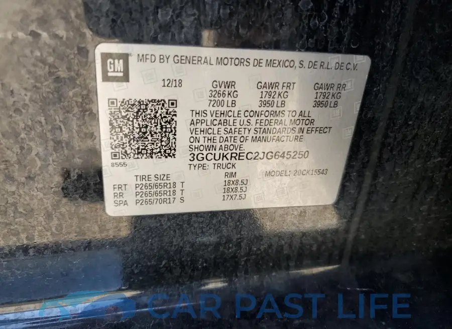 3GCUKREC2JG645250# 12