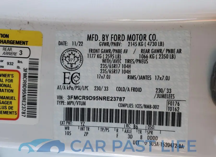 3FMCR9D95NRE23787# 14