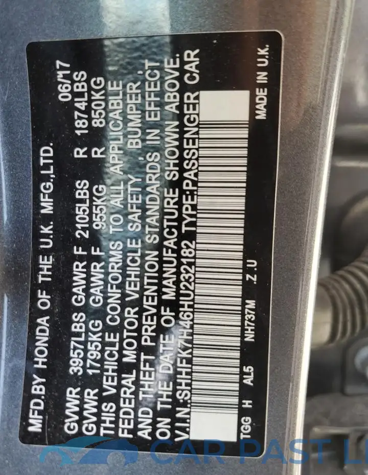 SHHFK7H46HU232182# 13