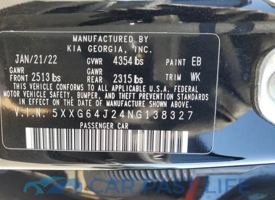 5XXG64J24NG138327# 13