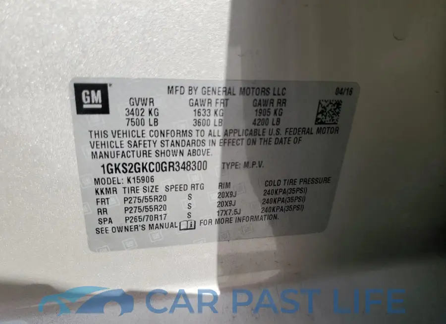 1GKS2GKC0GR348300# 13