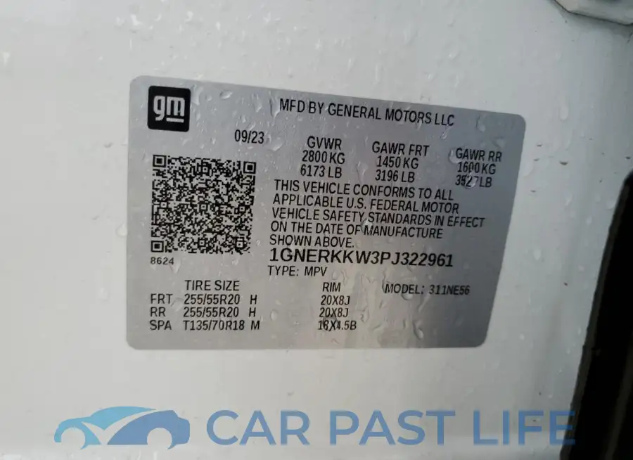 1GNERKKW3PJ322961# 14