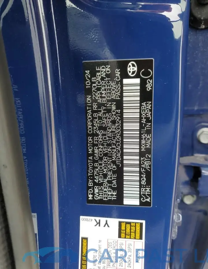 JTDACACU2R3032914# 12