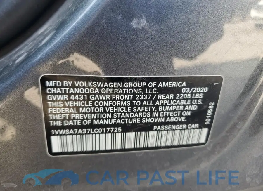 1VWSA7A37LC017725# 12