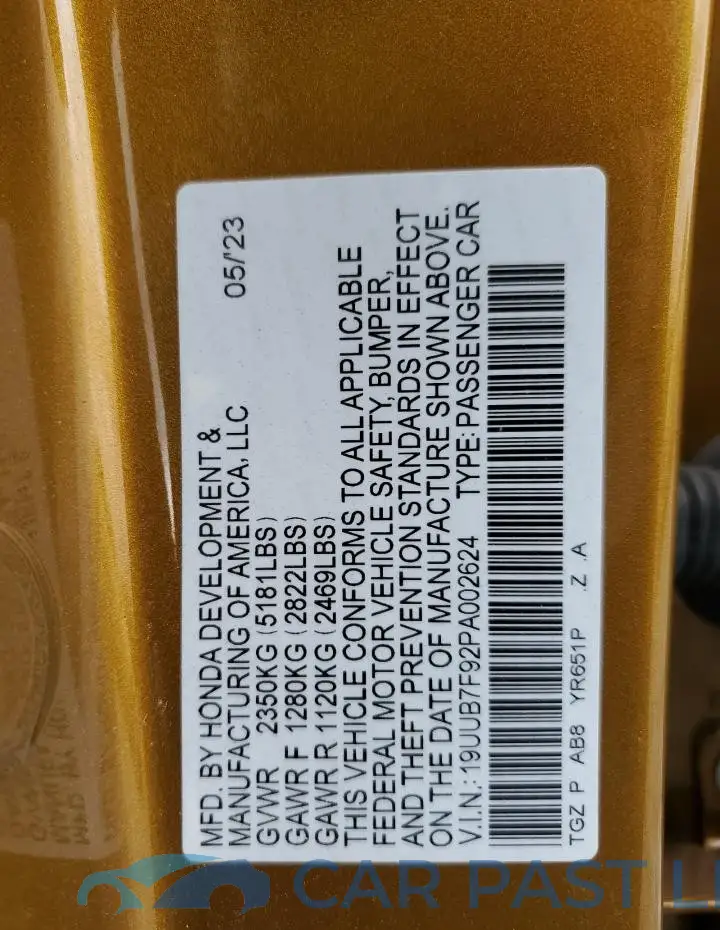 19UUB7F92PA002624# 12