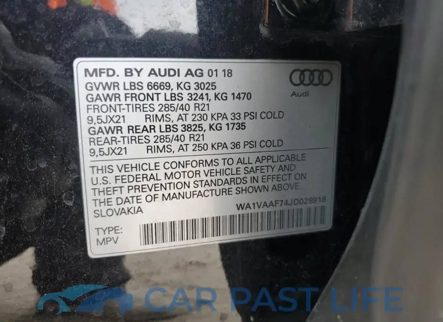 WA1VAAF74JD028918# 13