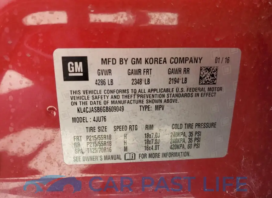 KL4CJASB6GB609049# 13