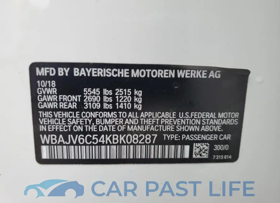 WBAJV6C54KBK08287# 12