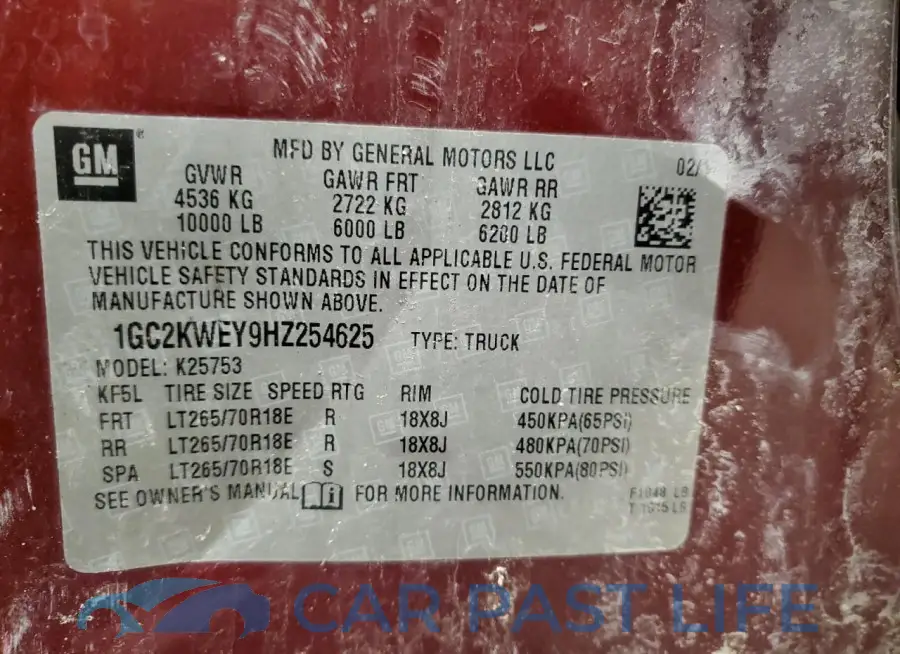 1GC2KWEY9HZ254625# 12