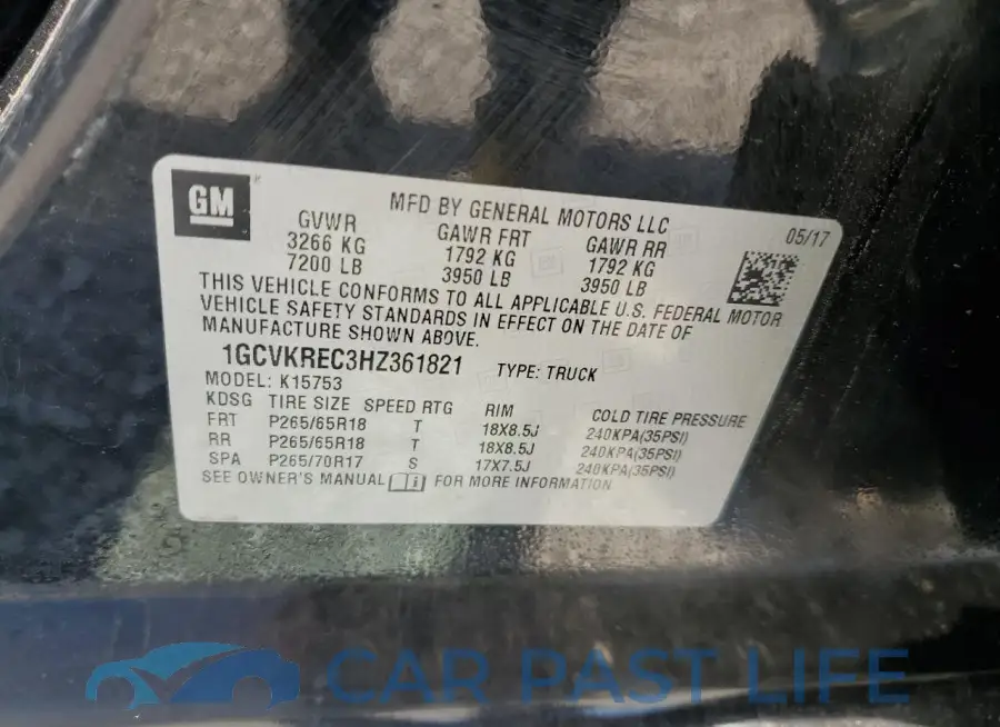 1GCVKREC3HZ361821# 12