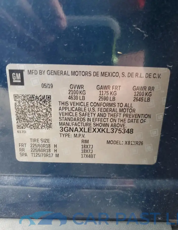 3GNAXLEXXKL375348# 14