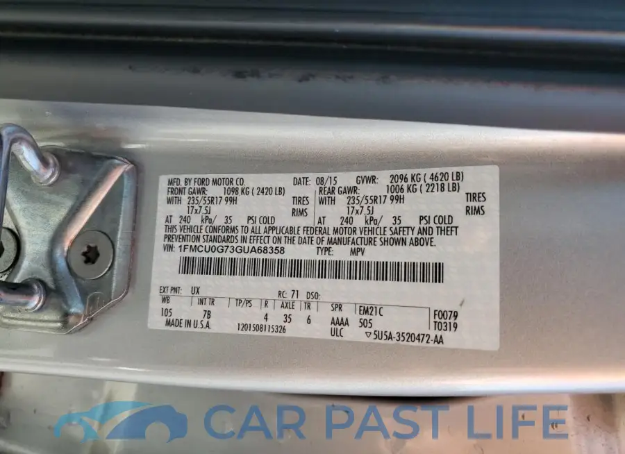 1FMCU0G73GUA68358# 13
