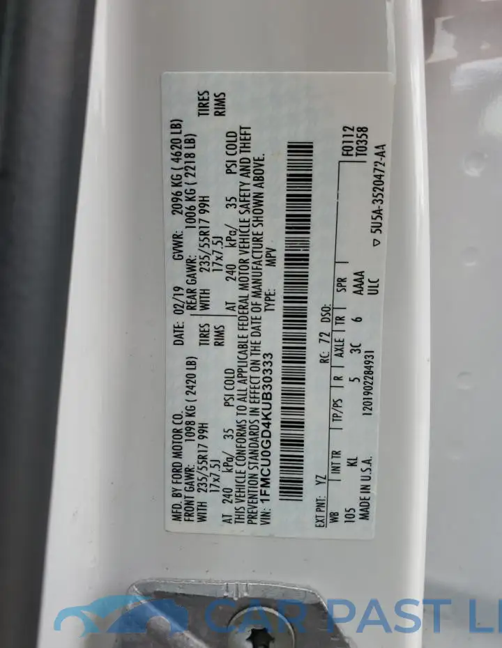 1FMCU0GD4KUB30333# 13