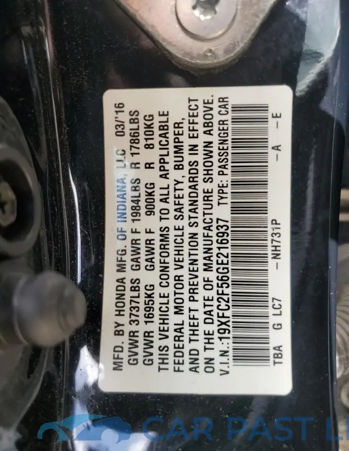 19XFC2F56GE216937# 12
