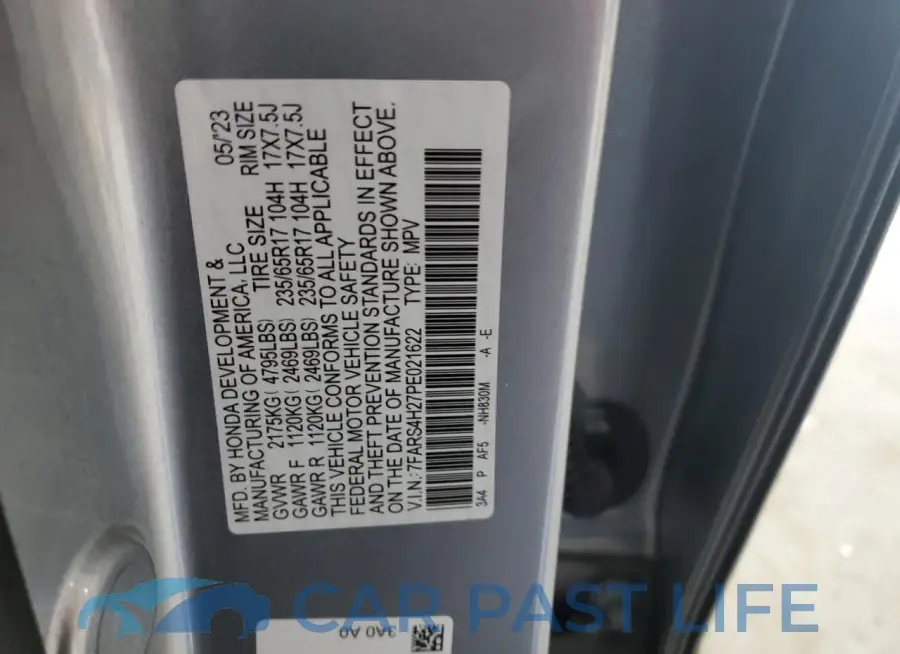 7FARS4H27PE021622# 13