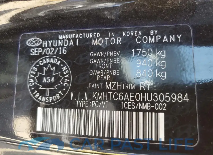 KMHTC6AE0HU305984# 12