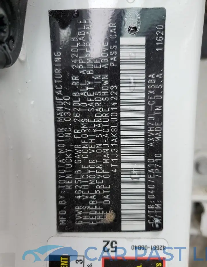 4T1J31AK8LU014223# 12