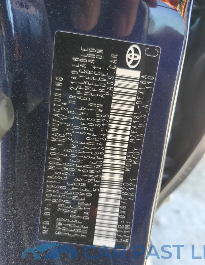 5YFB4MDE8SP240125# 12