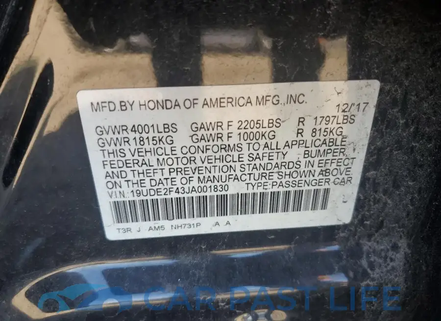 19UDE2F43JA001830# 12