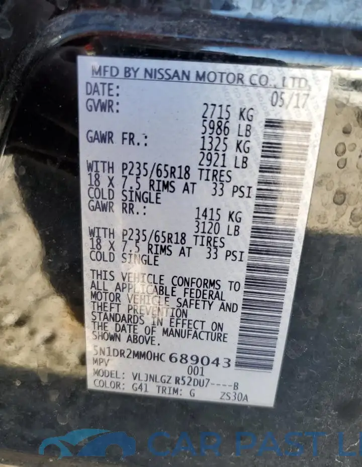 5N1DR2MM0HC689043# 12
