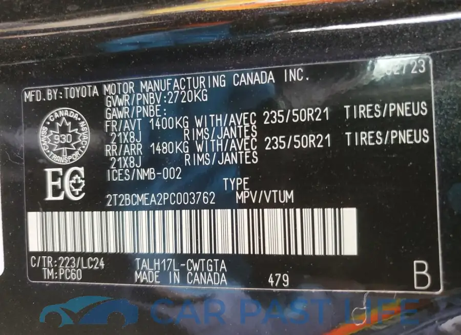2T2BCMEA2PC003762# 13