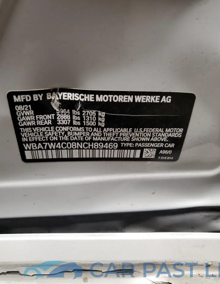 WBA7W4C08NCH89469# 13