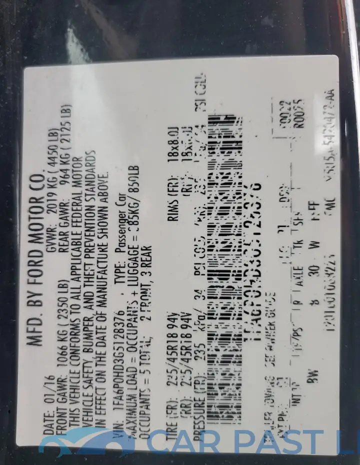 1FA6P0HD3G5128376# 12