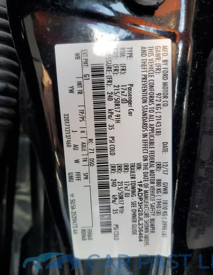 1FADP3H20JL236464# 12