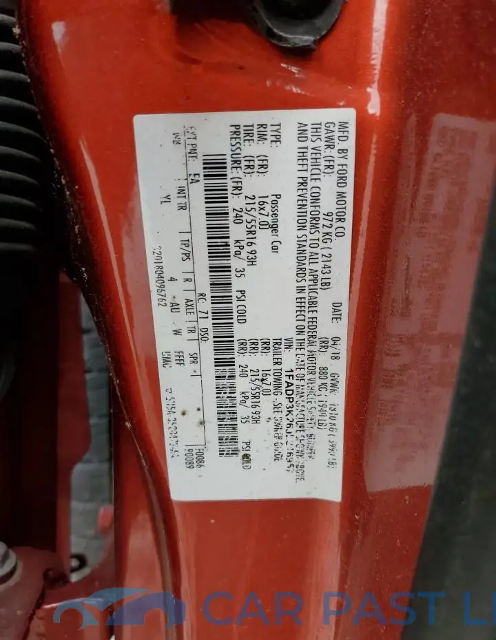 1FADP3K26JL316957# 12