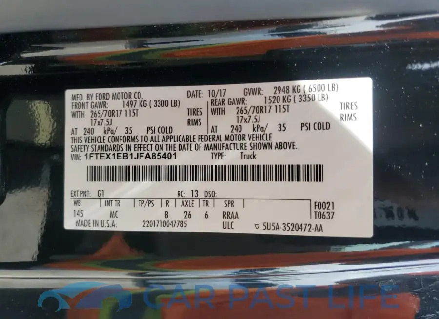 1FTEX1EB1JFA85401# 12