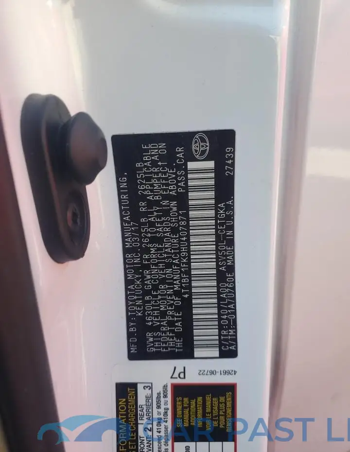 4T1BF1FK9HU407871# 12