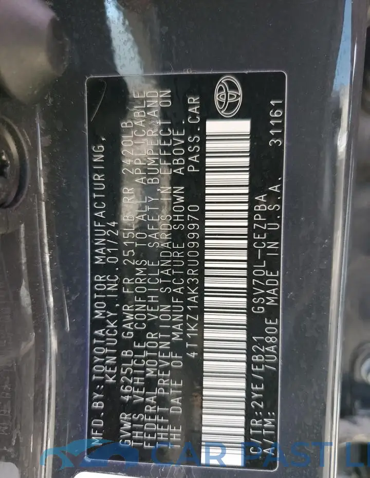 4T1KZ1AK3RU099970# 12