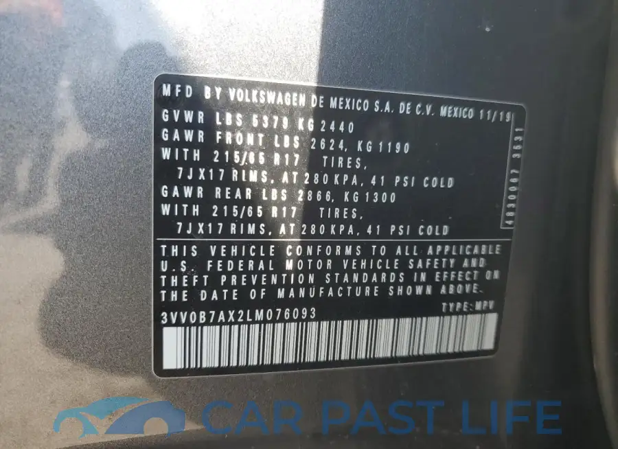 3VV0B7AX2LM076093# 13