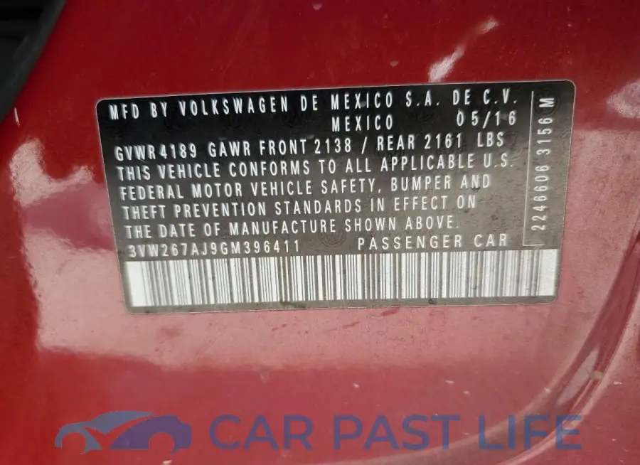 3VW267AJ9GM396411# 12